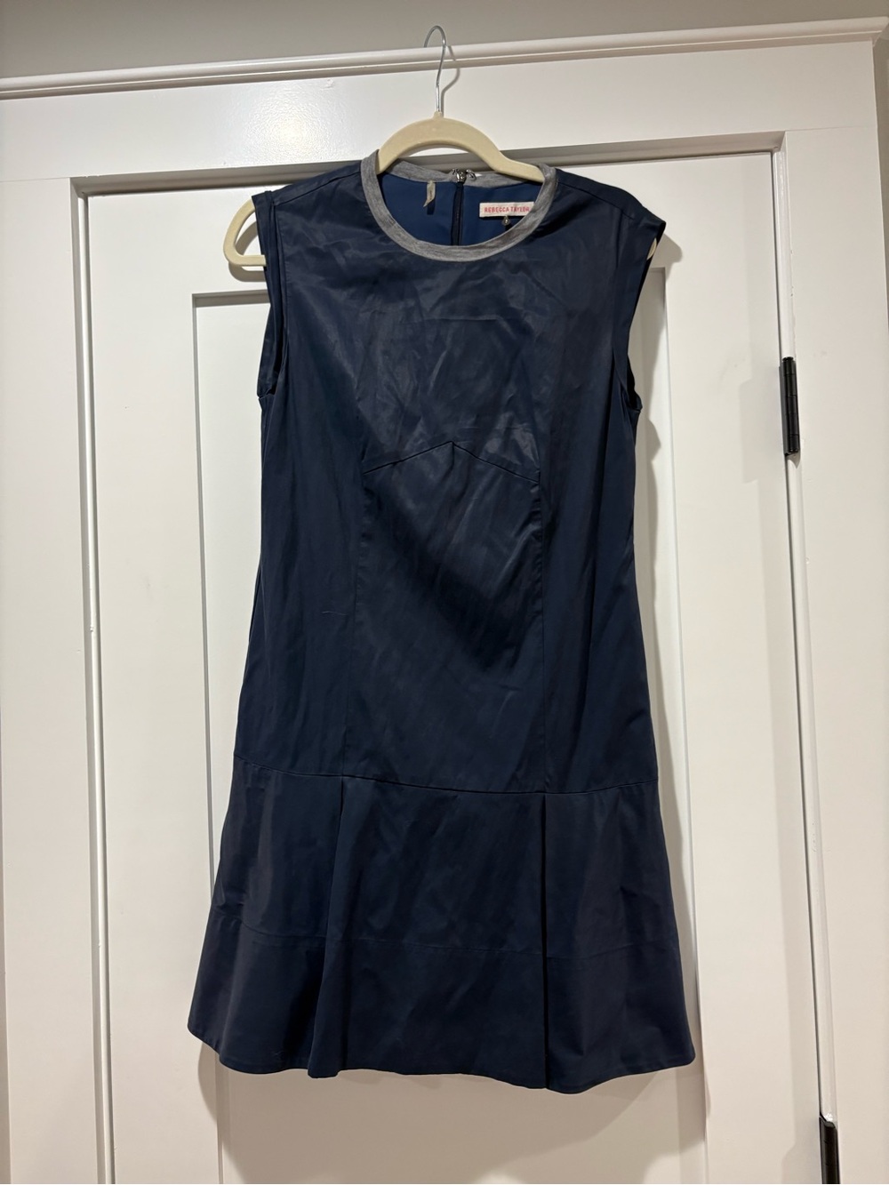 Rebecca Taylor Navy Dress with Light Gray Trim. Size 6